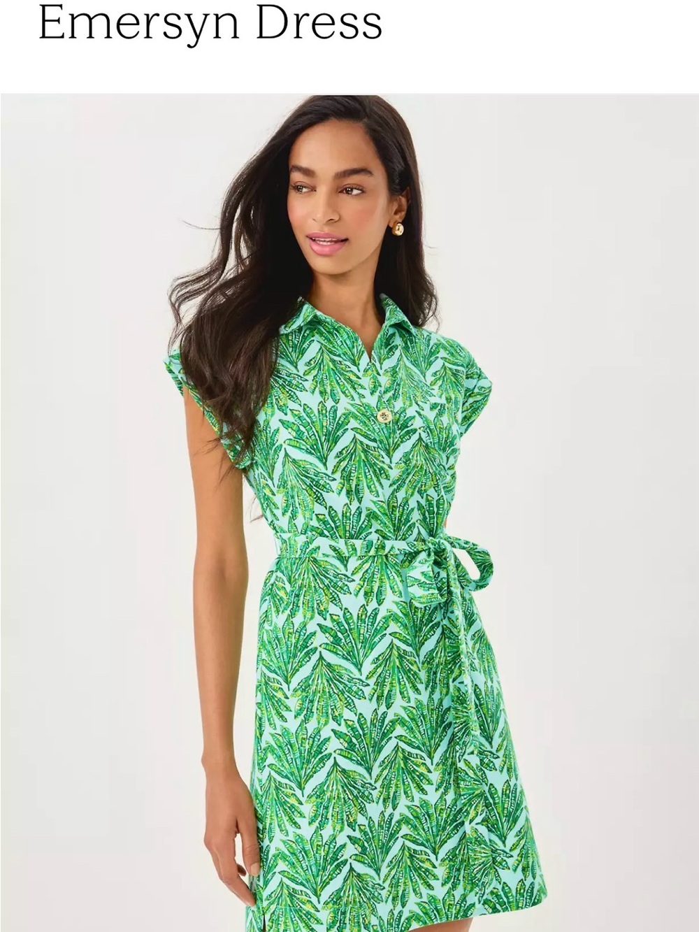 Lilly Pulitzer Green Leaf Print Shirt Dress - Emersyn Dress